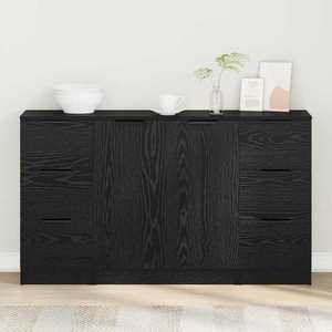 vidaXL Bufet cu sertar 3 pcs Stejar Negru Lemn compozit imagine