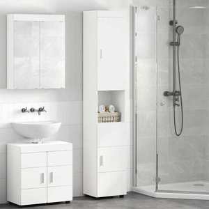 vidaXL Set dulap baie TULUM Alb 37 x 31, 5 x 203 cm Lemn compozit imagine