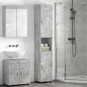 vidaXL Set dulap baie TULUM Gri din beton 37 x 31, 5 x 203 cm imagine