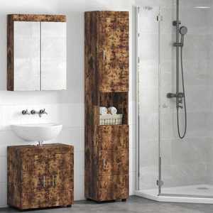 vidaXL Set dulap baie TULUM Stejar fumuriu 37 x 31, 5 x 203 cm imagine