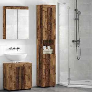 vidaXL Set dulap baie TULUM Lemn vechi 37 x 31, 5 x 203 cm imagine