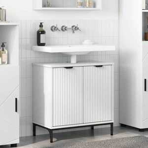 vidaXL Dulap pentru Chiuveta de Baie cu ușă Alb 60.5 x 33.5 x 61 cm imagine
