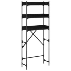 vidaXL Raft pentru mașină de spălat cu raft Negru 0ak 67 x 25 x 163 cm imagine