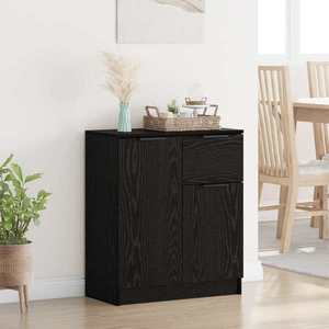 vidaXL Bufet cu sertar Stejar Negru 60 x 30 x 70 cm Lemn compozit imagine