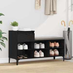 vidaXL Dulap pentru pantofi cu sertar Stejar negru 102 x 36 x 60 cm imagine