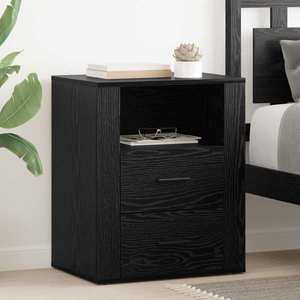 vidaXL Dulap de noapte Stejar Negru 35 x 50 x 60 cm Lemn compozit imagine