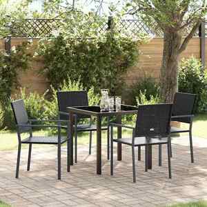 vidaXL Set de masă pentru grădină 5 pcs Negru Ratan PE imagine