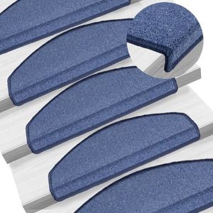 vidaXL Covorașe pentru scări, 10 buc., 65x24x4 cm, albastru, semirotunde, mari imagine