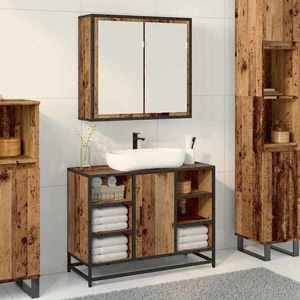 vidaXL Raft de perete cu raft Pe perete Lemn vechi 65 x 20 x 60 cm imagine