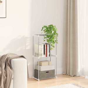 vidaXL Raft tubular cu depozitare Alb 42, 5 x 27 x 91, 5 cm Aluminiu imagine