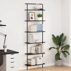 vidaXL Raft pentru cărți Stejar Negru 60 x 24 x 203 cm Lemn compozit imagine