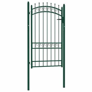 vidaXL Poartă de gard EMMEN cu țăruși din oțel, verde, 103x134, 5 cm imagine