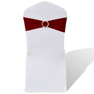 Fundă elastică decorativă scaun, cataramă diamante, bordo, 25 buc. imagine