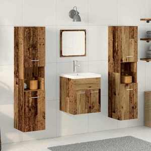 vidaXL Set de mobilier pentru baie 4 pcs Lemn vechi Lemn compozit imagine