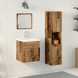 vidaXL Set de mobilier pentru baie 4 pcs Lemn Vechi Lemn compozit imagine