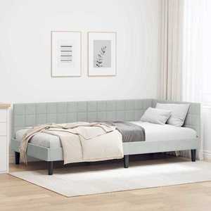 vidaXL Cadru de pat colțar Gri deschis 90 cm x 190 cm Catifea imagine