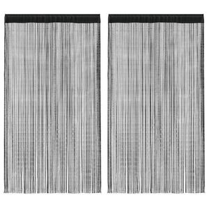 vidaXL Draperii cu franjuri, 2 buc., 140 x 250 cm, negru imagine