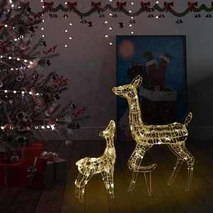 vidaXL Decorațiune de Crăciun familie reni, 160 LED, alb cald, acril imagine