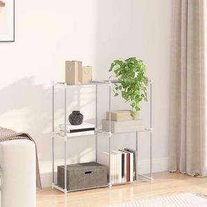 vidaXL Raft tubular cu depozitare Alb 86 x 27 x 90 cm Aluminiu imagine