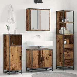 vidaXL Set de mobilier pentru baie 3 pcs Lemn Vechi Lemn compozit imagine