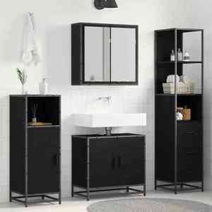 vidaXL Set de mobilier pentru baie 3 pcs Stejar Negru Lemn compozit imagine