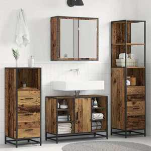vidaXL Set de mobilier pentru baie 4 pcs Lemn Vechi Lemn compozit imagine