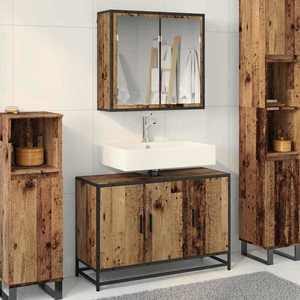 vidaXL Set de mobilier pentru baie 2 pcs Lemn Vechi Lemn compozit imagine