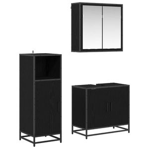 vidaXL Set de mobilier pentru baie 3 pcs Stejar Negru Lemn compozit imagine