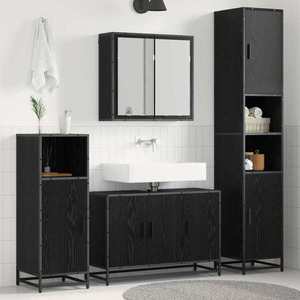 vidaXL Set de mobilier pentru baie 3 pcs Stejar Negru Lemn compozit imagine