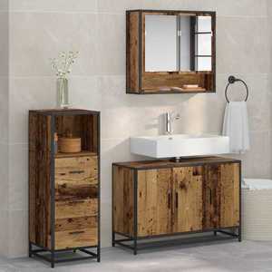 vidaXL Set de mobilier pentru baie 3 pcs Lemn Vechi Lemn compozit imagine