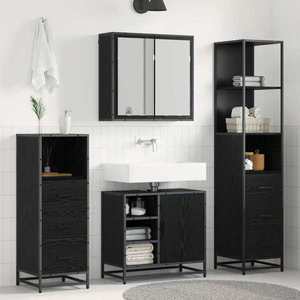 vidaXL Set de mobilier pentru baie 4 pcs Stejar Negru Lemn compozit imagine