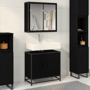 vidaXL Set de mobilier de baie, negru, lemn prelucrat imagine