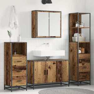vidaXL Set de mobilier pentru baie 4 pcs Lemn Vechi Lemn compozit imagine
