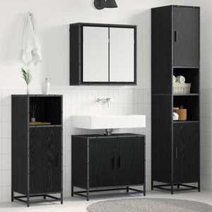 vidaXL Set de mobilier pentru baie 4 pcs Stejar Negru Lemn compozit imagine