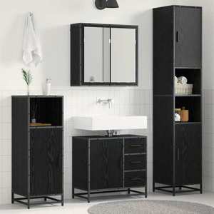 vidaXL Set de mobilier pentru baie 3 pcs Stejar Negru Lemn compozit imagine