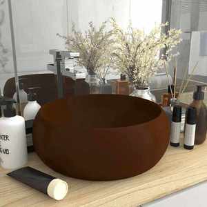 vidaXL Chiuvetă de baie lux maro închis mat 40x15 cm ceramică rotund imagine