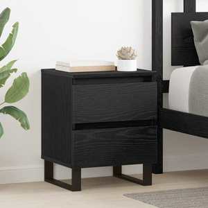 vidaXL Dulap de noapte cu sertar 2 pcs Stejar Negru 40 x 35 x 50 cm imagine
