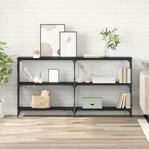 vidaXL Masă de consolă Stejar Negru 156 x 28 x 80, 5 cm Lemn compozit imagine