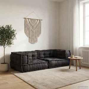 vidaXL Canapea modulară cu 2 locuri Antracit 140x70x36 Material imagine