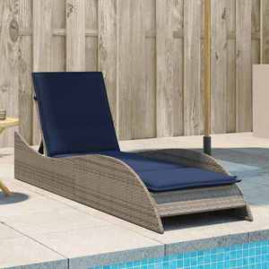 vidaXL Șezlong cu pernă gri 60x205x73 cm, poliratan imagine