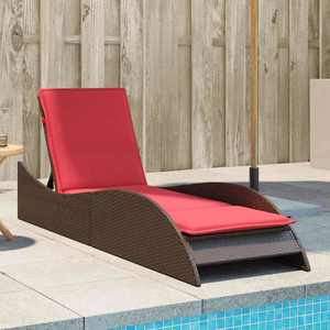 vidaXL Șezlong cu pernă, maro, 60x205x73 cm, poliratan imagine