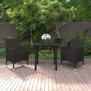 vidaXL Set mobilier de grădină cu perne, 3 piese, poliratan și sticlă imagine