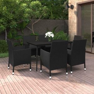 vidaXL Set mobilier de grădină cu perne, 7 piese, poliratan și sticlă imagine