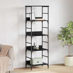 vidaXL Raft pentru cărți Stejar Negru 50 x 33 x 153 cm Lemn compozit imagine
