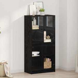 vidaXL Bufet Stejar Negru 68 x 37 x 142 cm Lemn compozit imagine