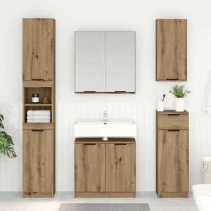 vidaXL Dulap de Baie cu ușă Stejar Artizanal 64, 5 x 33, 5 x 59 cm imagine