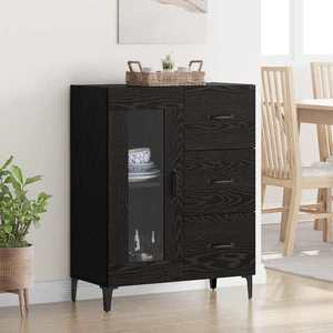 vidaXL Bufet Stejar Negru 69, 5 x 34 x 90 cm Lemn Ingineresc și Fier imagine