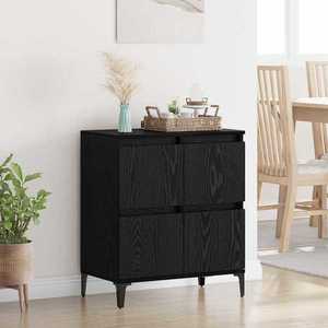 vidaXL Bufet Stejar Negru 60 x 35 x 70 cm Lemn Ingineresc și Fier imagine