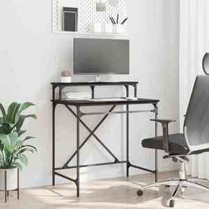 vidaXL Birou Stejar Negru 80 x 50 x 90 cm Lemn compozit imagine