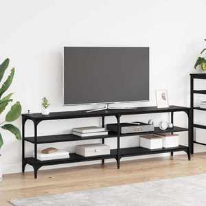 vidaXL Cabinet TV Stejar Negru 160 x 30 x 50 cm imagine